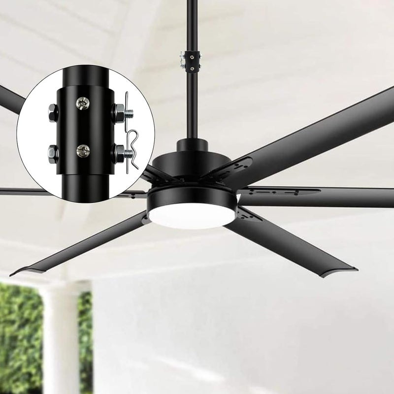 FEHEED Black Ceiling Fan Downrod Coupler with Open-Slot Design,1.26" Outer Diameter & 1.8" Length & 2mm Thickness, Fits Various Non-Threaded Ceiling Fan Rods of 1" OD, Includes Secure 2 Safety Clips - Image 4